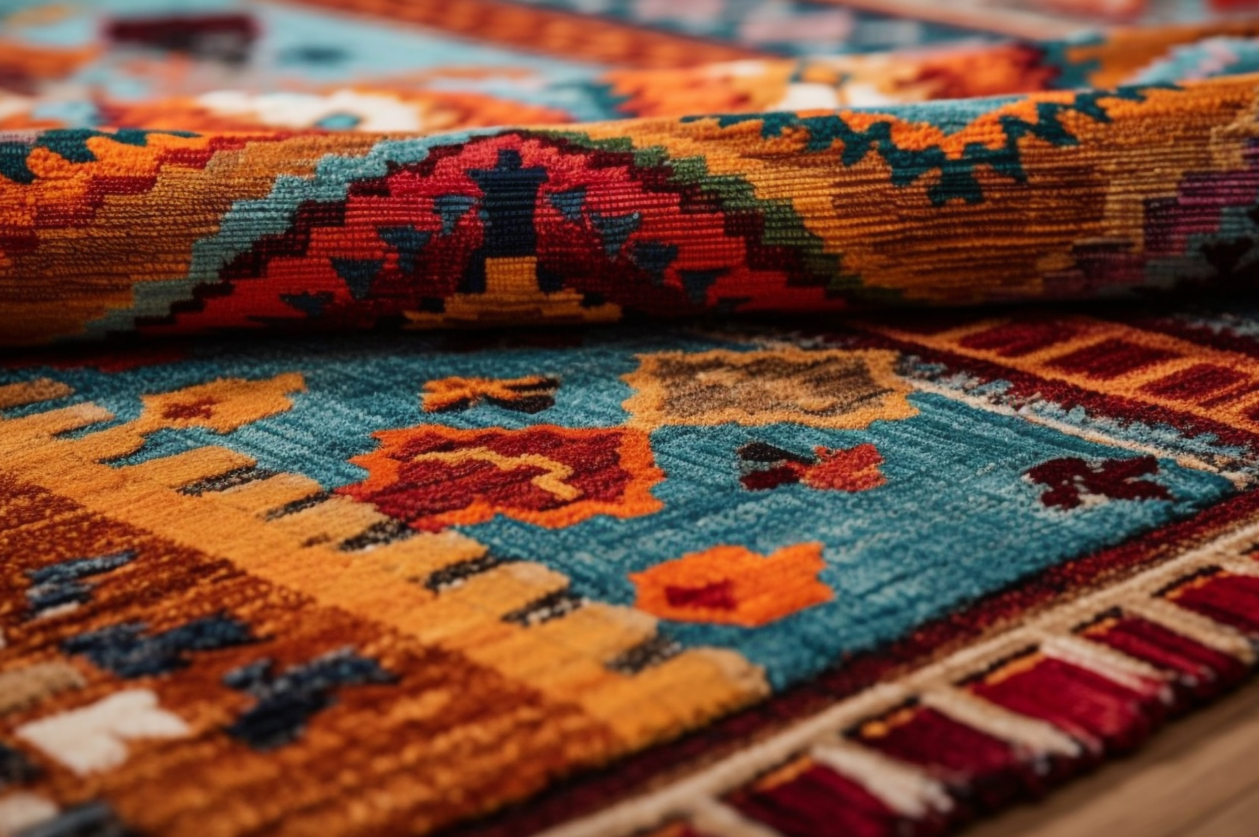 Persian rugs with matching curtains and home decor accessories