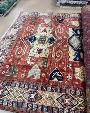 Red & Cream Heriz Rug | 6ft 8in x 9ft 8in