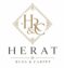 Herat Rugs & Carpet logo with elegant design and gold accents.